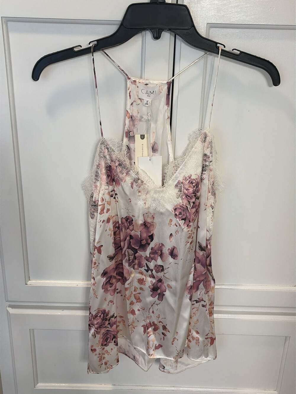 Cami NYC Anthropology Floral Elegant Silk Lace Trim Cami Tank Top Size S